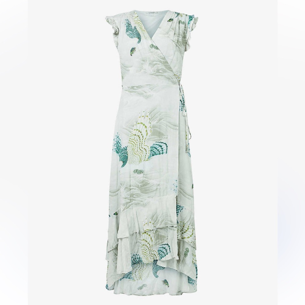 ALLSAINTS Dela Ngaru Bird Print Wrap Dress- 2